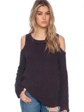Free People Sunrise Cold-Shoulder Waffle Knit Sweater
